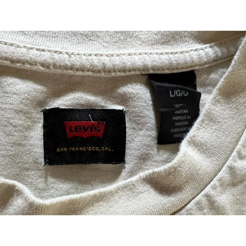 Levi's Men's Medium Cream White Long Sleeve T Shirt Skull Lion Graphic